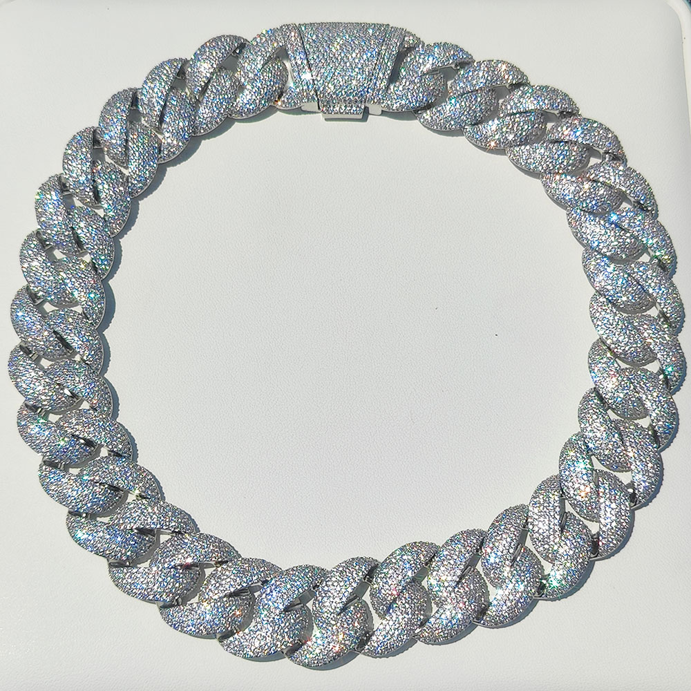 Cuban Link Chain 12Mm - ラグジュアリー24MM 6列クラスター5Aダイヤモンドフルアイスアウトキューバンリンクチェーン シルバー/18Kゴールドメッキ ブリンブリンCZバブルチェーン メンズ レディース向け