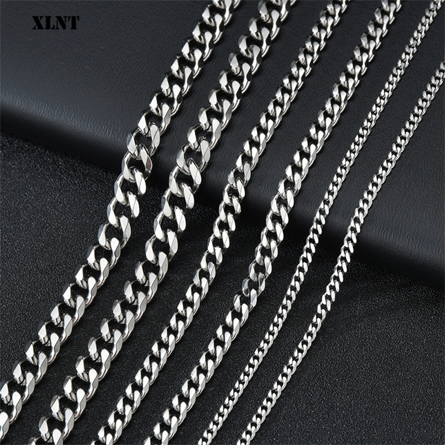 Cuban Link Chain 12Mm - 3/5/7/9/11 ミリメートルメンズシルバーカラーネックレスステンレス鋼キューバリンクチェーンメンズレディースベーシックブラックゴールドトーンチョーカー