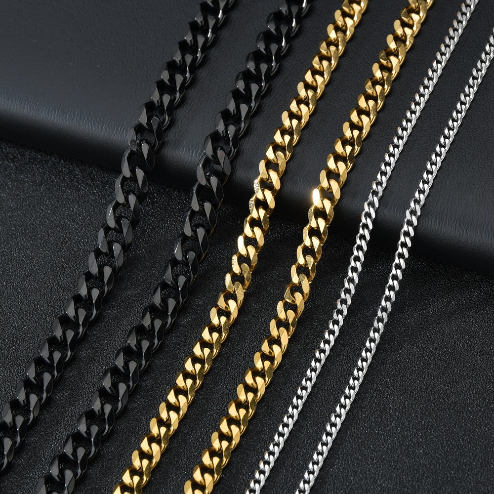 Cuban Link Chain 12Mm - 1 ピースサイズ 3.6 ミリメートル/5 ミリメートル/7 ミリメートルメンズネックレスステンレス鋼キューバリンクチェーンブレスレットネックレス鋼ゴールド黒色男性ジュエリー
