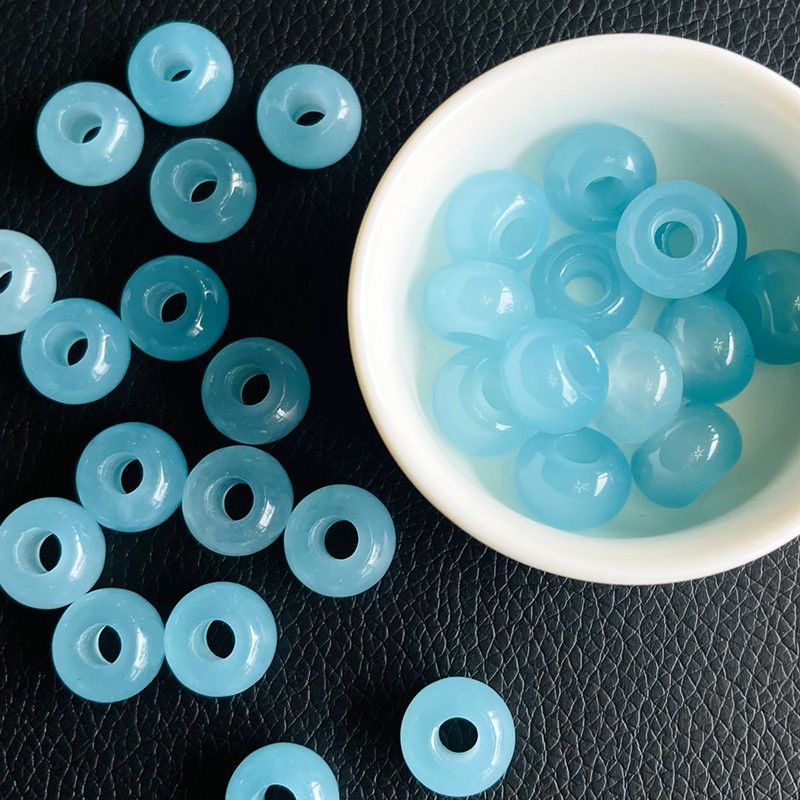 Earrings - 10個入り 天然の海藍色の宝石ビーズ 大穴タイプ DIYブレスレット、イヤリング、チャーム、翡翠製ジュエリー、ファッションアクセサリー、お守り、女性・男性へのギフト