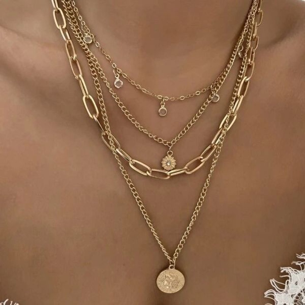 ボヘミアンスタイルのポートレートペンダントネックレス ファッ - Layered Pendant Necklace Aesthetic のレビューと価格