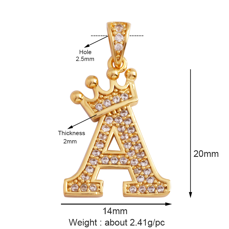 18kゴールドメッキの完全なジルコニアクラウンペンダント,初 - Initial Letter Necklace 18K Gold のレビューと価格