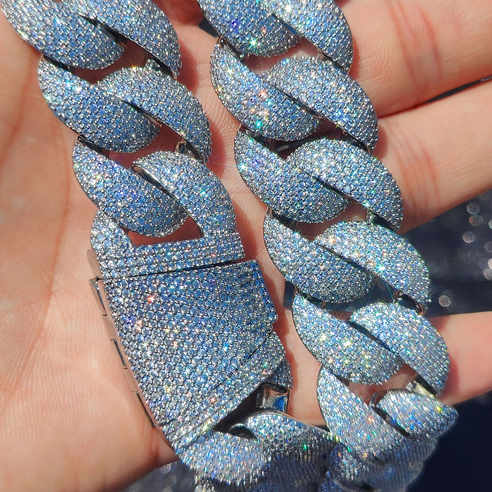 ラグジュアリー24MM 6列クラスター5Aダイヤモンドフルア - Cuban Link Chain 12Mm のレビューと価格
