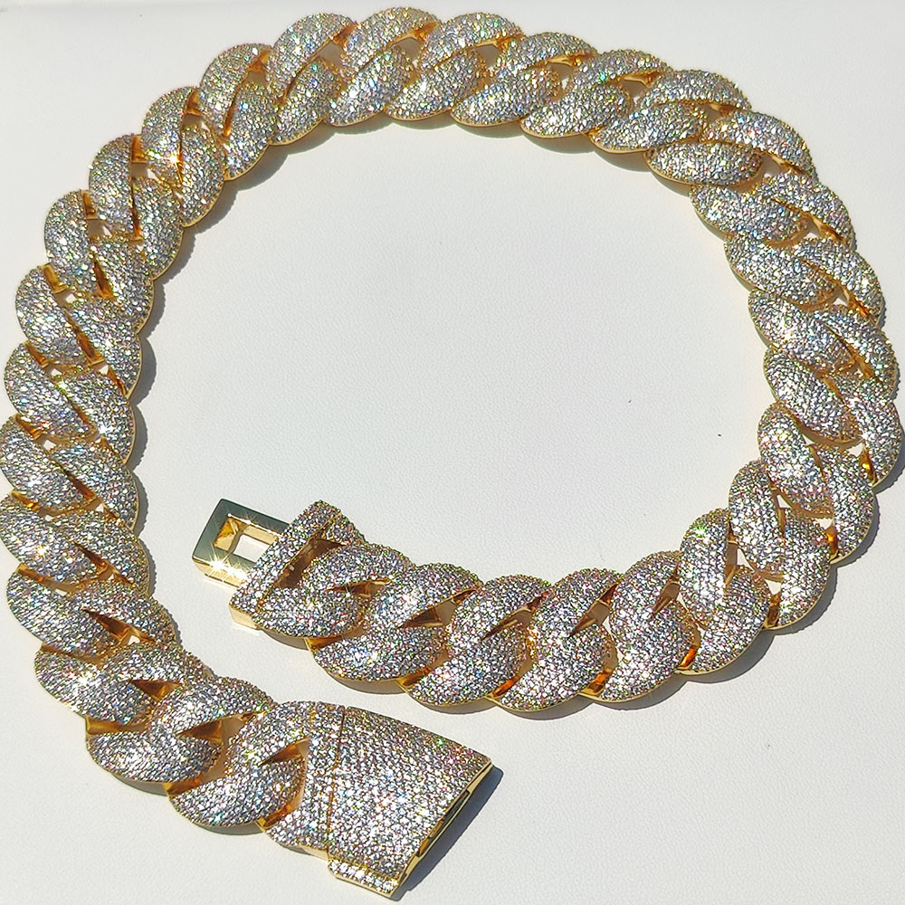 ラグジュアリー24MM 6列クラスター5Aダイヤモンドフルア - Cuban Link Chain 12Mm のレビューと価格