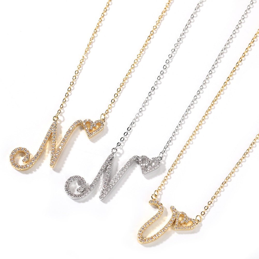 パーソナライズされたイニシャルネックレス ハート型レターペン - Initial Letter Necklace 18K Gold のレビューと価格