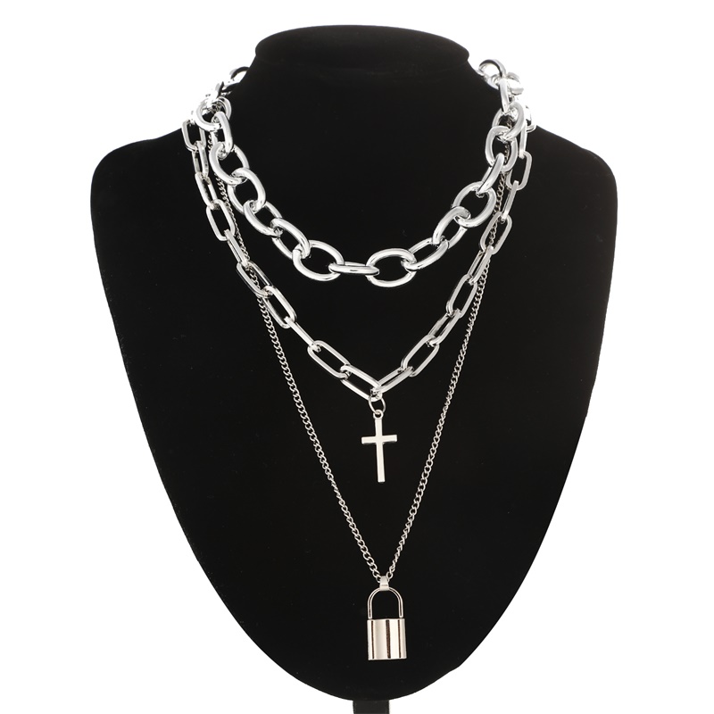 Fnqufuj-女性と男性のためのグランジネックレス,パンク - Layered Pendant Necklace Aesthetic のレビューと価格