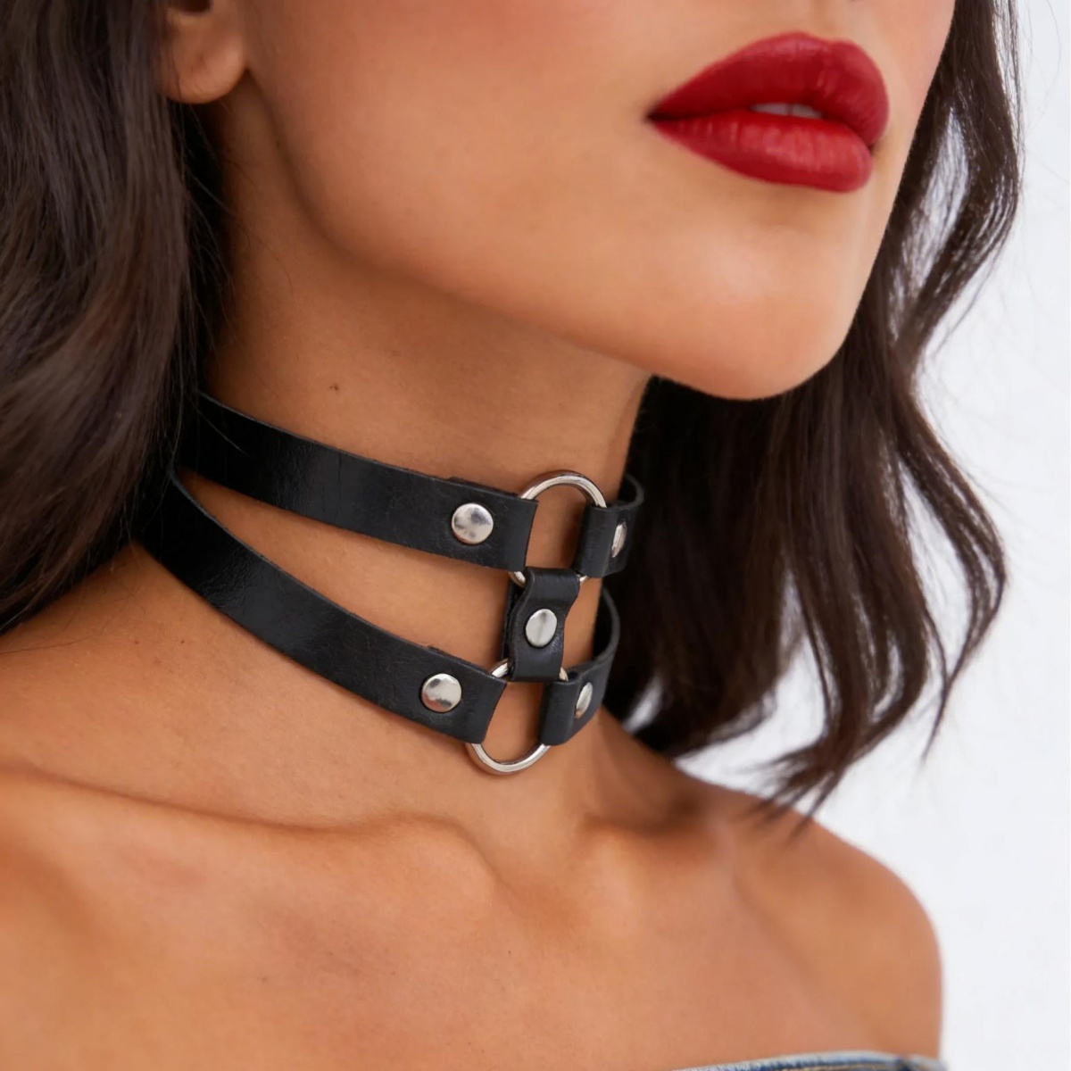 ファッションPUレザー スパイクチョーカー パンクカラー レ - Goth Punk Spike Choker のレビューと価格