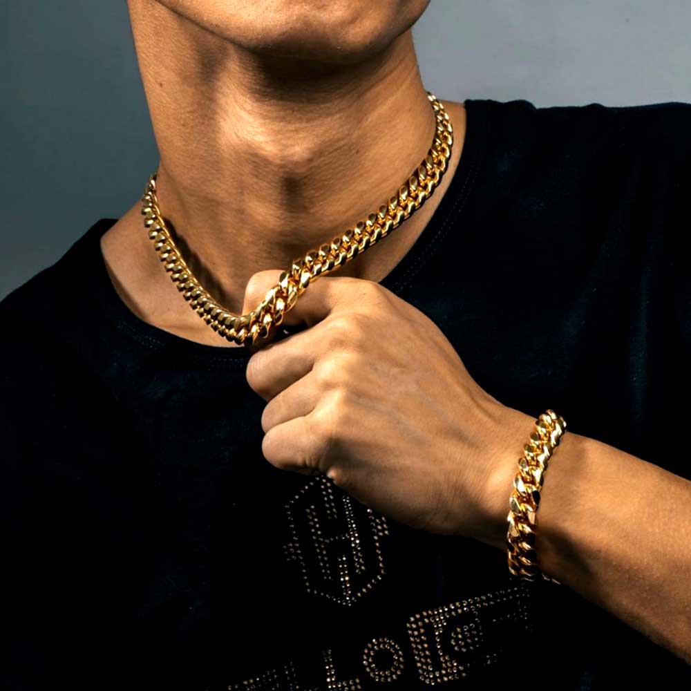 男性用ラボダイヤモンド付きチェーンチョーカー,厚手のステンレ - Cuban Link Chain 12Mm のレビューと価格