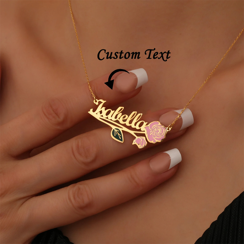 パーソナライズされたカラフルな誕生花名ネックレス女性用カスタ - Custom Name Necklace Stainless Steel のレビューと価格