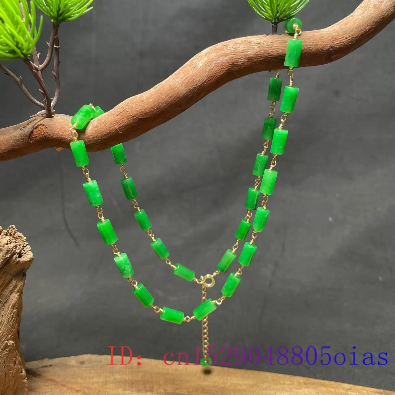 グリーン翡翠ビーズネックレスヴィンテージラッキージュエリース - Necklaces のレビューと価格