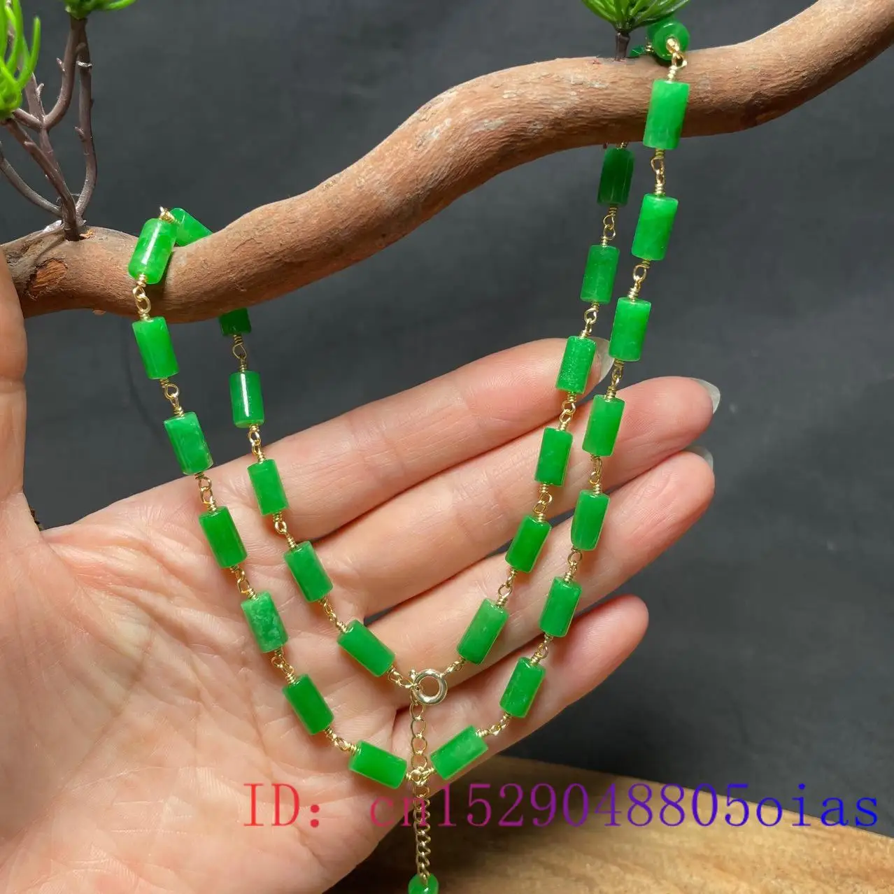 グリーン翡翠ビーズネックレスヴィンテージラッキージュエリース - Necklaces のレビューと価格