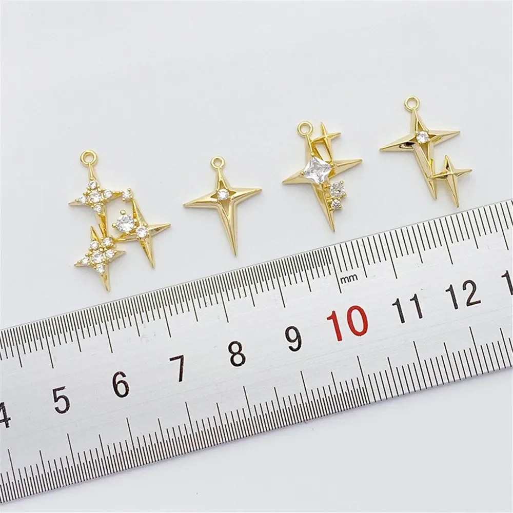 14K ゴールドメッキ マイクロ象嵌ジルコン クロス スター - Cross Pendant Necklace Gold のレビューと価格