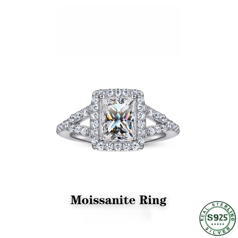 人気急上昇中のファッションリング。100％S925シルバー製 - Moissanite Engagement Ring 1 Carat のレビューと価格