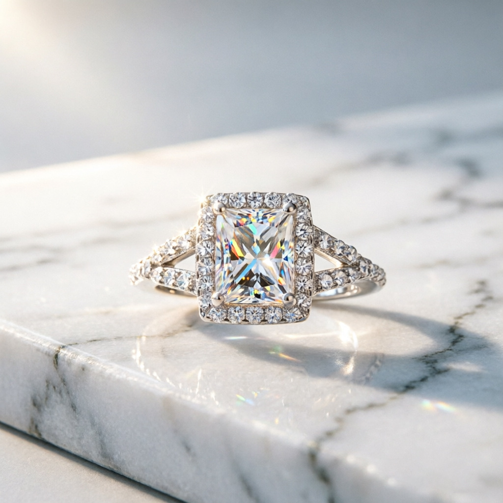 人気急上昇中のファッションリング。100％S925シルバー製 - Moissanite Engagement Ring 1 Carat のレビューと価格