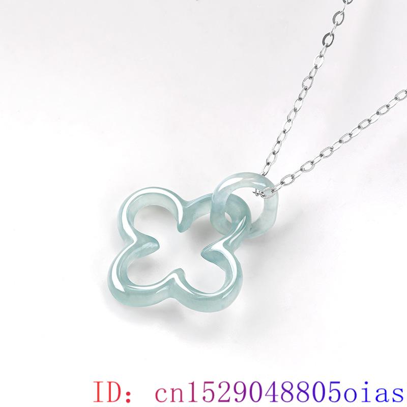 ブルージェイド4リーフクローバーペンダントネックレス、天然バ - Necklaces のレビューと価格