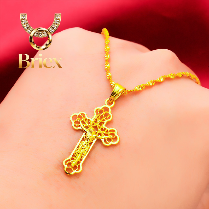 Briex Jewelry Ins ヴィンテージゴールドクロ - Cross Pendant Necklace Gold のレビューと価格