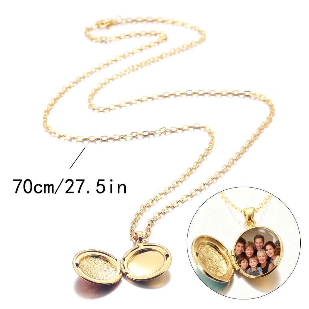 ゴールドカラーの愛のエナメルフォトフレームペンダントネックレ - Heart Locket Necklace Photo のレビューと価格