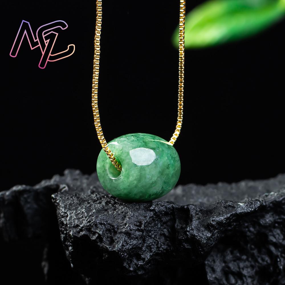天然本翡翠ビーズペンダントミャンマー翡翠ネックレスデザイナー - Necklaces のレビューと価格