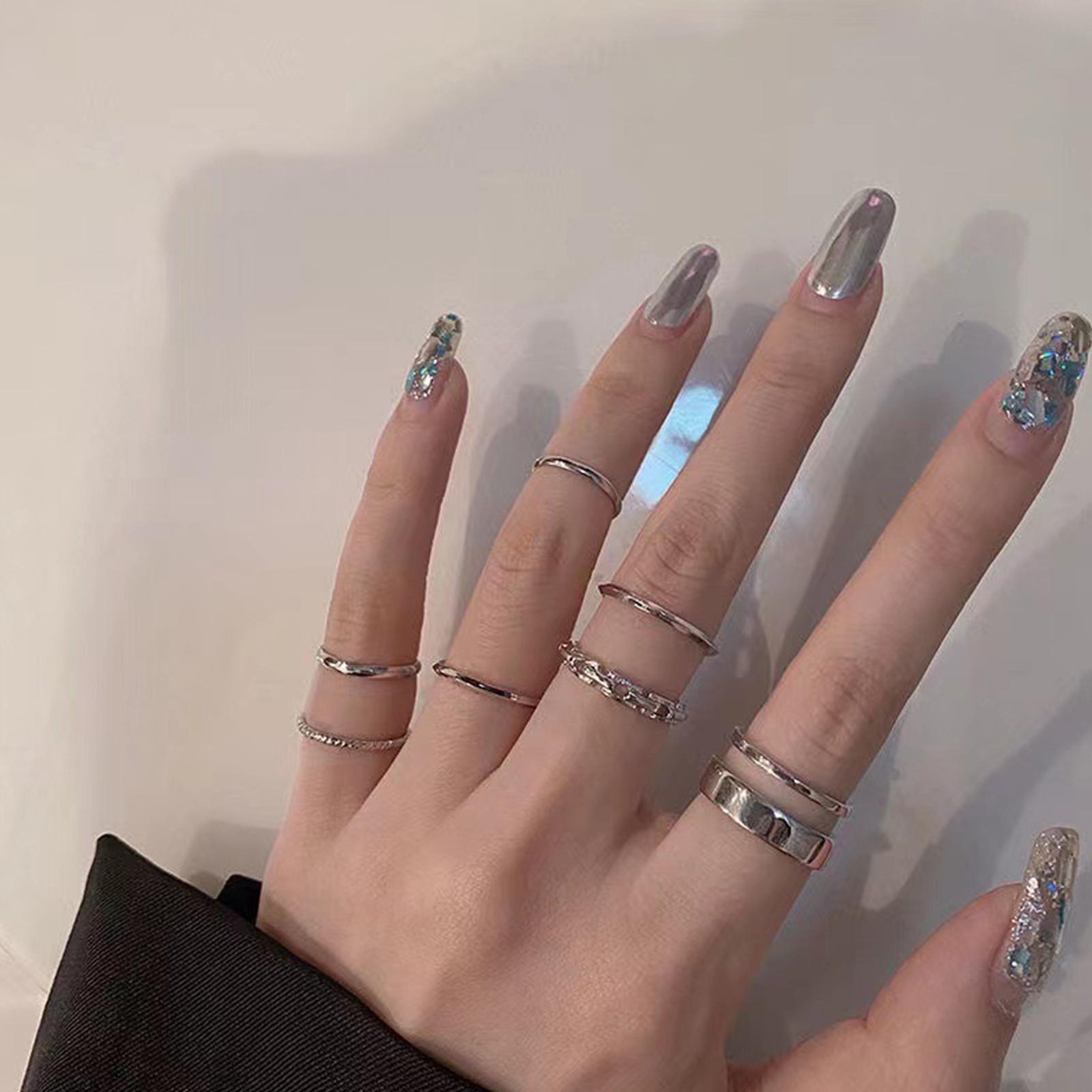 レディースヒップホップリングセット ヴィンテージシルバーカラ - Vintage Punk Knuckle Rings Set のレビューと価格